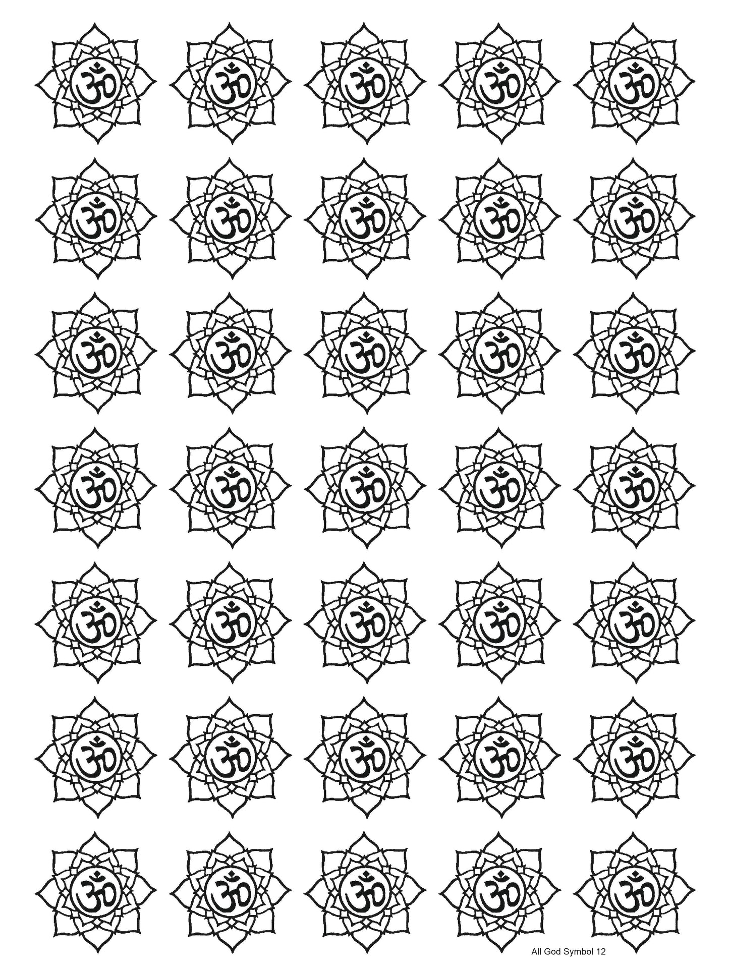 All God Symbols 12 A4 Size