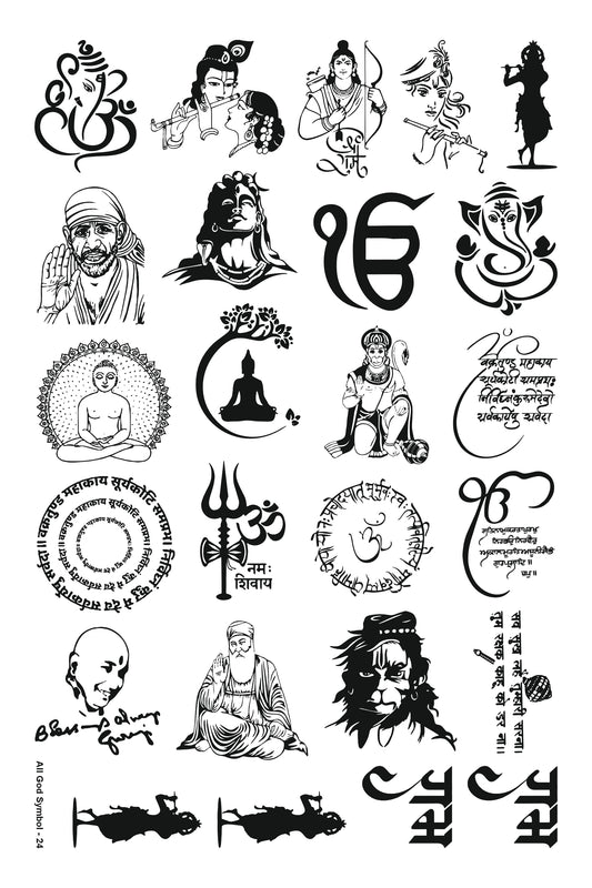 All God Symbols 24 A5 Size